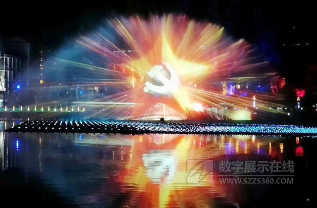 吉安首個水幕電影亮相井岡山挹翠湖公園