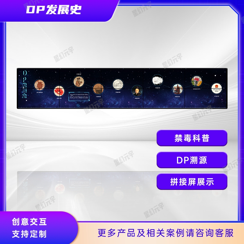 禁毒展廳多媒體互動設備|禁毒展廳設計方案|毒品發展史拼接屏
